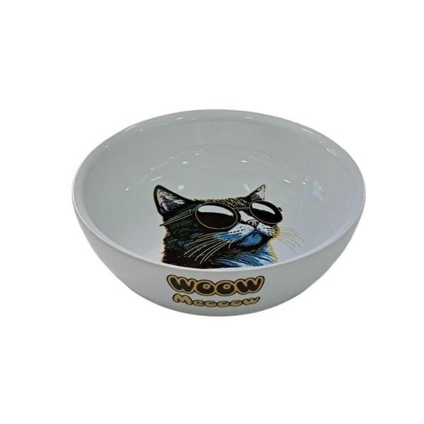 SERAMİK MAMA KABI KEDİ DERİN BEYAZ 250ML - Image 1