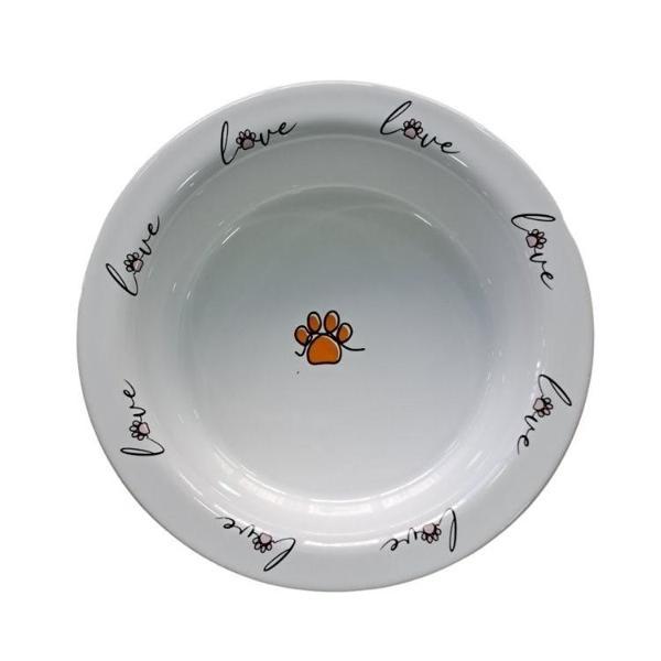 SERAMİK MAMA KABI KEDİ VE KÖPEK DERİN BEYAZ 520ML - Image 1