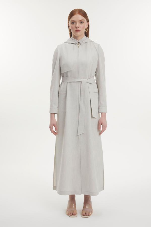 Kapüşonlu Kuşaklı Taş Pardesü 13790 - Image 1