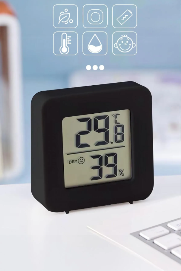Mini LCD Dijital Sıcaklık Nem Ölçer Termometre Higrometre - Duvara Takılabilir Siyah - Image 1