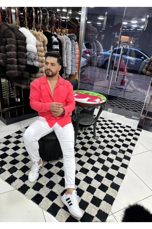 Tynemode Yazlık Aerobin Bol Kalıp Uzun Kollu  Erkek Gömlek - Image 1