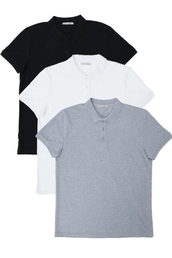Fires Giyim Polo Yaka 3'Lü T-Shirt - Image 1