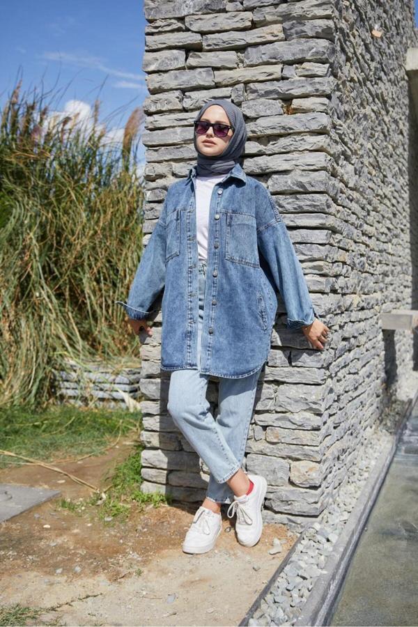 Enzim Jeans Kadın Kot Ceket - Image 1