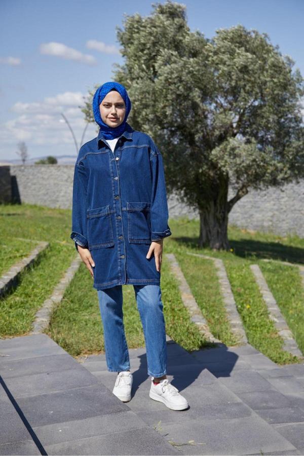Enzim Jeans Kadın Kot Ceket - Image 1