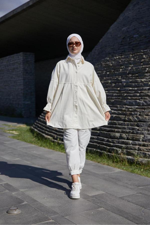 Enzim Jeans Kadın Oversize Kot Ceket - Image 1