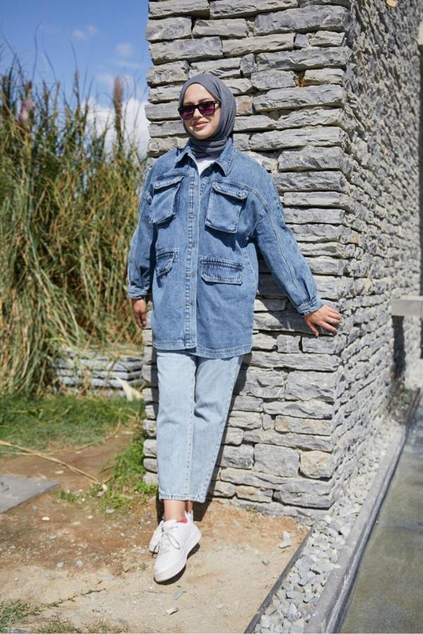 Enzim Jeans Kadın Kot Ceket - Image 1
