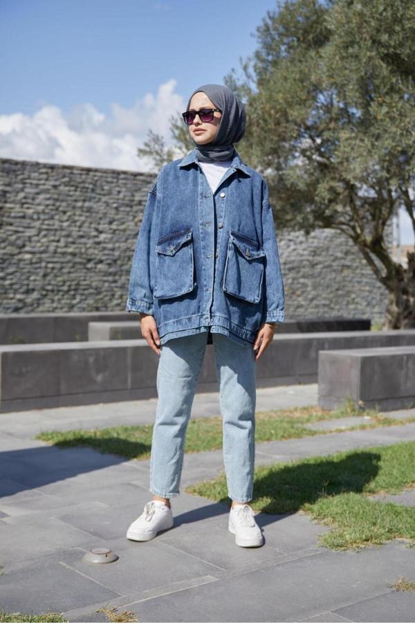 Enzim Jeans Kadın Kot Ceket - Image 1
