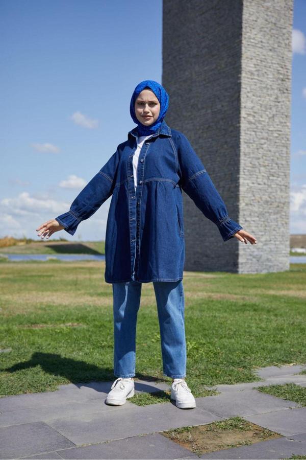 Enzim Jeans Kadın Oversize Kot Ceket - Image 1