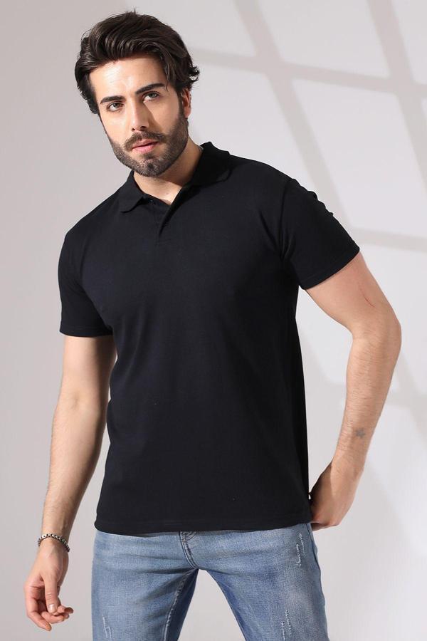 Tynemode Siyah Dar/Slim Fitt Polo Yaka Tshirt - Image 1