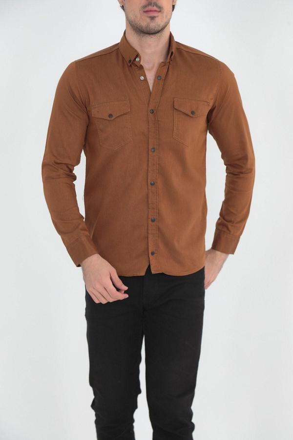 Enzim Jeans Erkek Slim Fit Kot Gömlek - Image 1