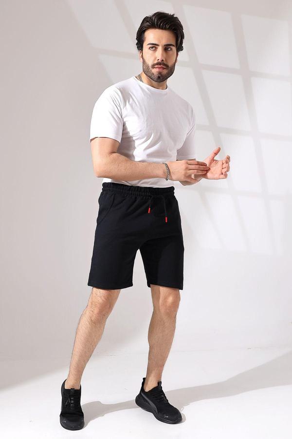 Tynemode Erkek Regular Fit Siyah Pamuklu Yazlık Şort - Image 1