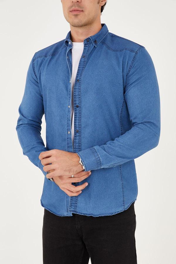 Enzim Jeans Erkek Yıkamalı - Kot Gömlek - Image 1