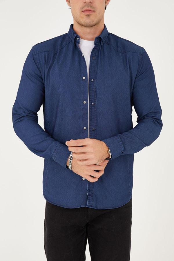 Enzim Jeans Erkek Yıkamalı - Kot Gömlek - Image 1
