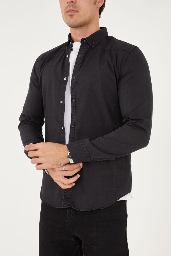 Enzim Jeans Erkek Yıkamalı - Kot Gömlek - Image 1