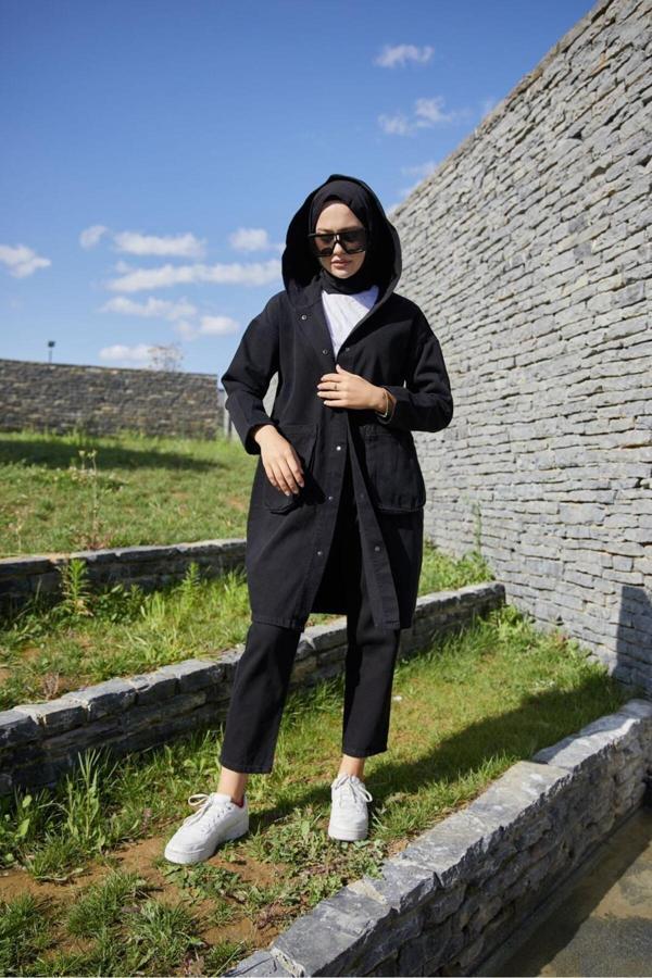 Enzim Jeans Kadın Oversize Kot Ceket - Image 1