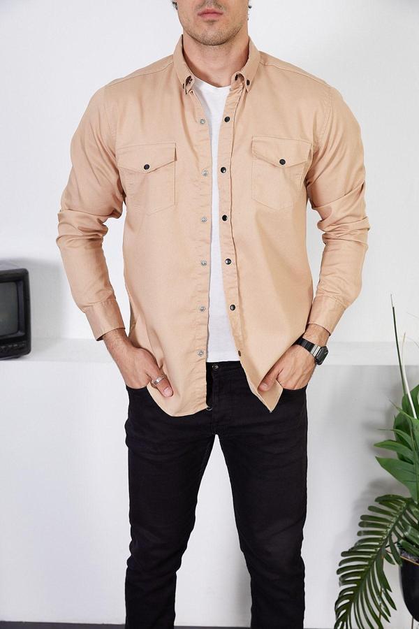 Enzim Jeans Erkek Slim Fit Kot Gömlek - Image 1