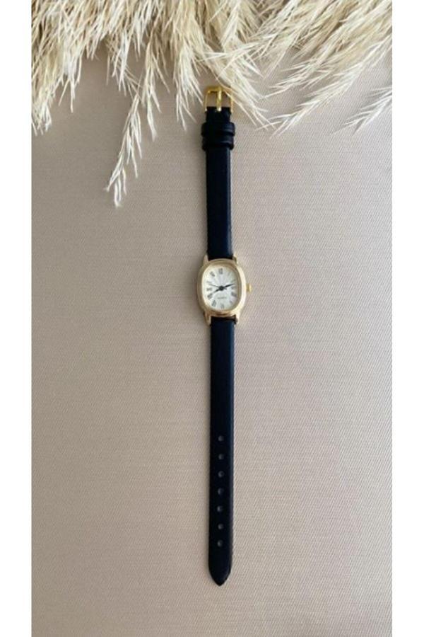 Quartz Retro Minimal Vintage Deri Kordon Kadın Kol Saati - Image 1