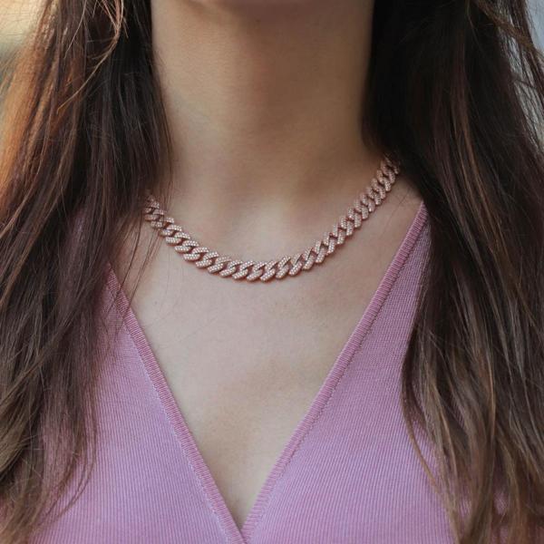 Gurmet Model Zirkon Taşlı Rose Altın Kaplama Gümüş Gerdanlık - Image 1