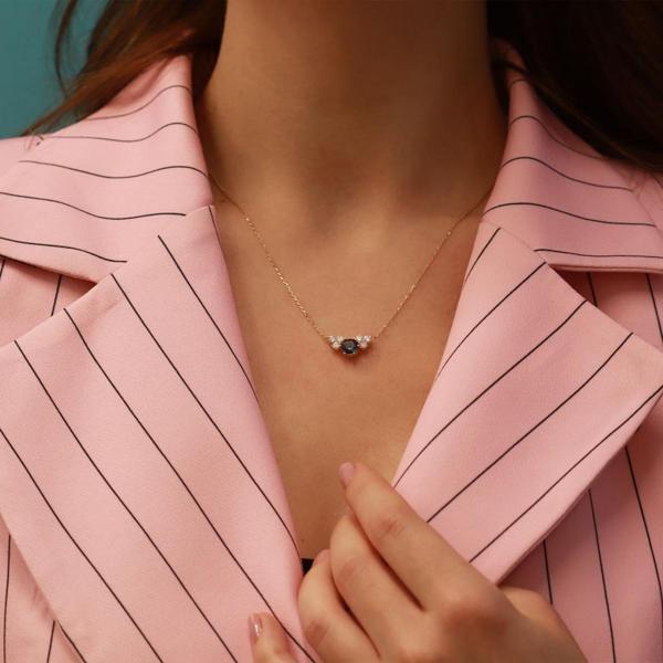 Prenses Model Swarovski Rose Gold Kaplama Kolye - Image 1