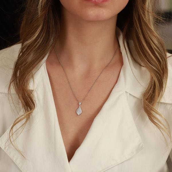 Damla Modeli Zirkon Taşlı Gümüş Kolye - Image 1