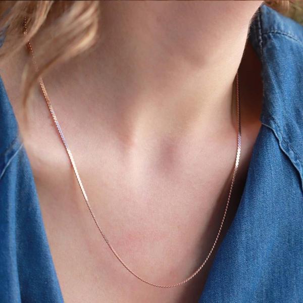 Rose Gold Kaplama İtalyan Gümüş Örme Zincir - Image 1