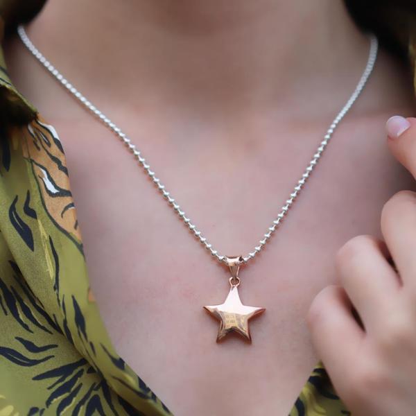 Rose Gold Kaplama Yıldız Gümüş Kolye - Image 1