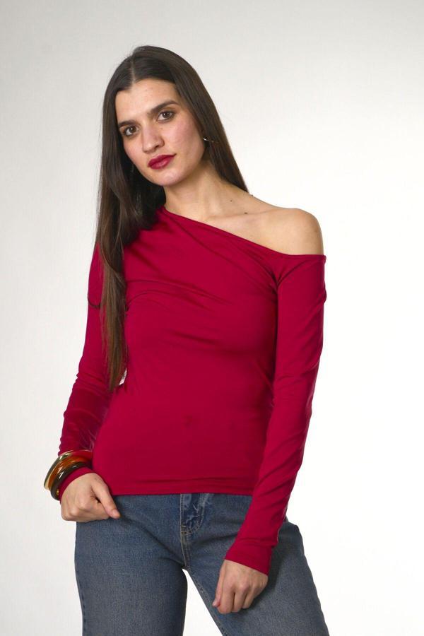 Abbra Kadın Omzu Açık Uzun Kol Bluz - Image 1