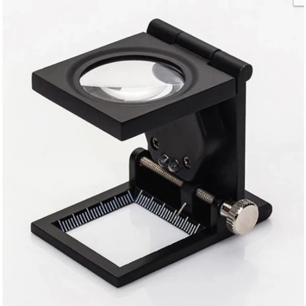 28x28 Mm Katlanır Sayaçlı Metal Lüp, 2 Led Işıklı Büyüteç Tekstil Th9005a - Image 1