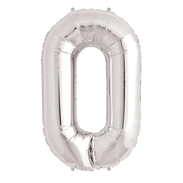 0 Rakam Folyo Balon Gümüş  40 İnç - Image 1