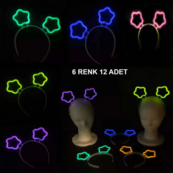 Glow Stick Karanlıkta Yanan Fosforlu Yıldız Taç 12 Adet - Image 1