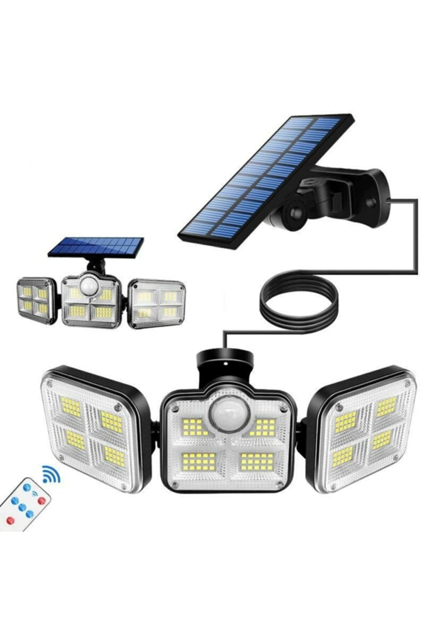 Kumandalı Solar Güneş Enerjili 122 Ledli Hareket Sensörlü Bahçe Aydınlatma Sokak Lambası - Image 1