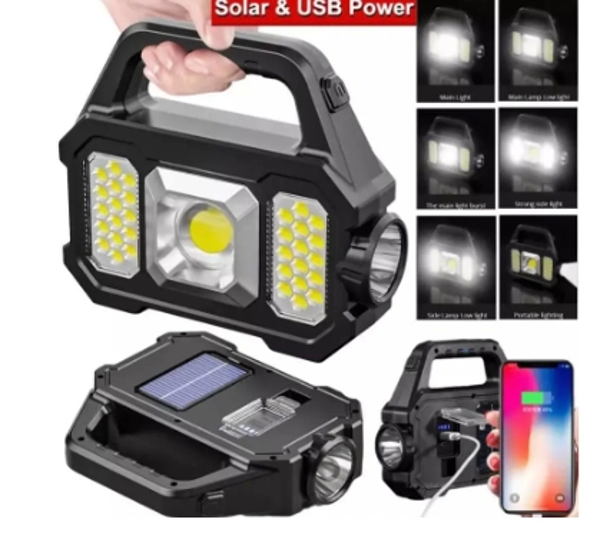 P-880a Solar Powerbanklı Şarjlı Taşınabilir Güçlü Fener - Image 1