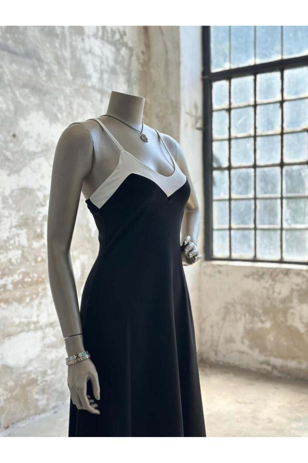 Betül Aksu Butik Beyaz Garnili Askılı Elbise - Image 1