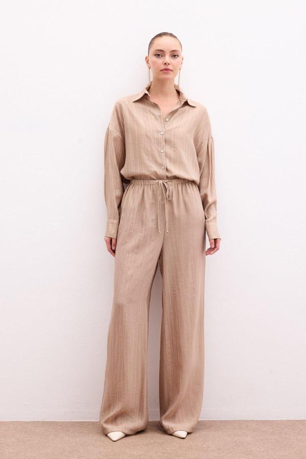 Bel Lastikli Pantolon - Camel - Image 1