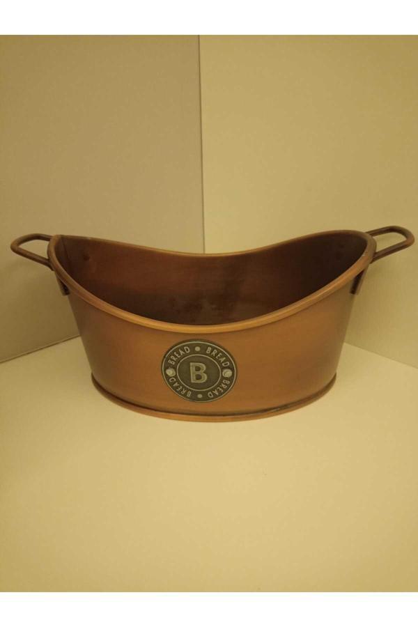 Myg Tam Life And Home Bakır Renk Tel Kulplu Metal Bread Gondol Ekmeklik Sunum 23X18X12 Cm. - Image 1
