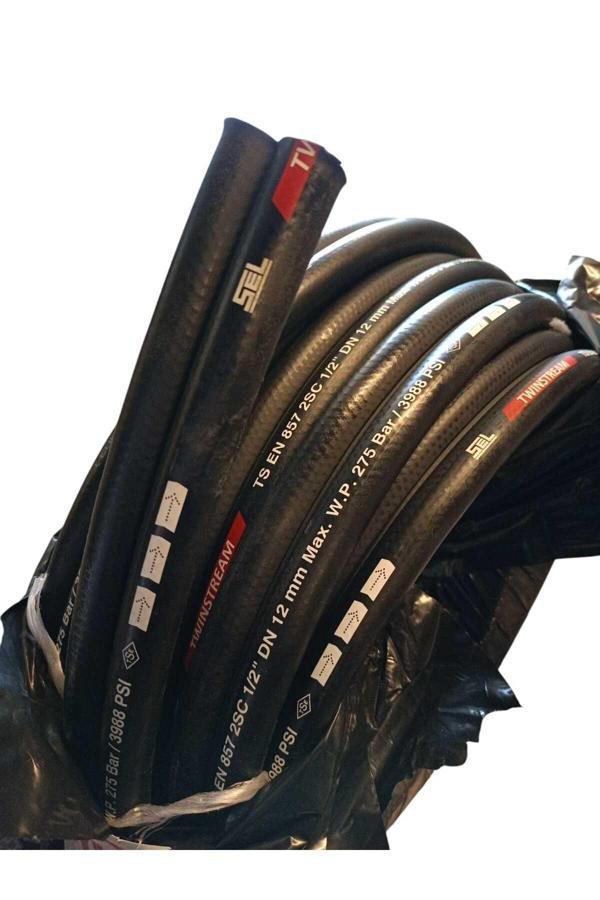 Sel 1/2" 2Sc İkiz Hortum Hidrolik Tambur Makara Hortumu 10 Metre 1/2" Bombeli Düz-90 Rekorlu - Image 1