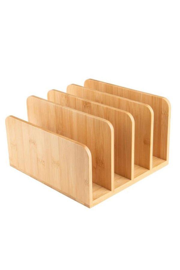 Myg Bambu Tabak Düzenleyici, Kitap Tutucu ,Tabaklık Rafı, Dolap İçi Tabak , Tava Ve Kapak Düzenleyici - Image 1