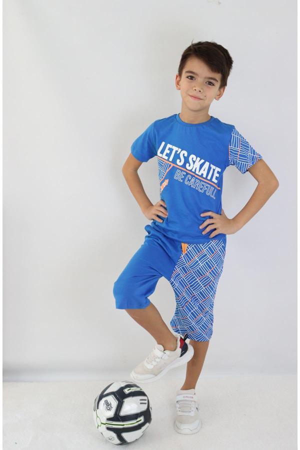 Erkek Çocuk Lets Skate Baskılı Kısa Kollu Basic Basic Takım 6-9 Yaş - Image 1