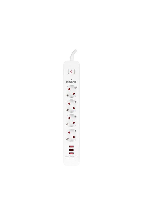S-LINK SPG403U 1.5M 750 JOULE 3 USB 5V2.4A 4LÜ ANAHTARLI AKIM KORUMALI PRİZ - Image 1