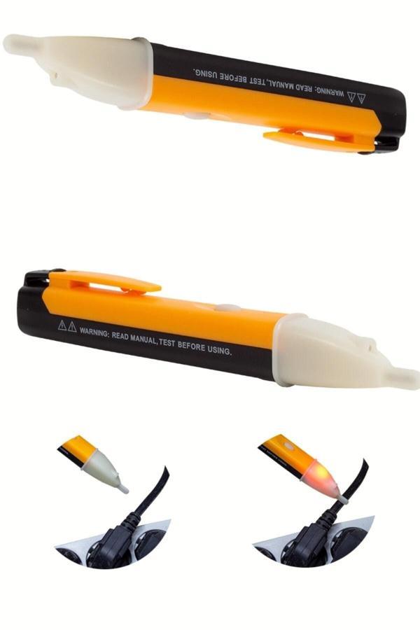 Usin 2 Adet Dedektörlü Temassız Işıklı Kablo Voltaj Test Elektrik Kaçak Dijital Kontrol Kalemi Cihazı - Image 1