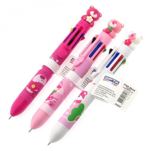 Gıpta Tükenmez Kalem-Pink Bear 8 Renk K4267 (24 Lü Paket) - Image 1