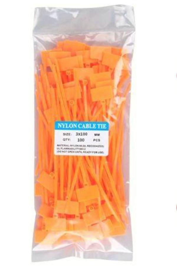 Usin Tuuncu 100 Adet Etiketli Elektrik Kablosu Kablo Bağı Klips Plastik Cırt Cırt Kelepçe 100X3Mm - Image 1