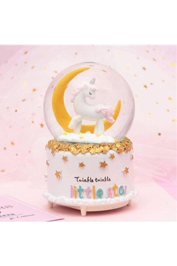 Köstebek Işıklı Unicorn Moon Orta Boy Kar Küresi - Köstebek - Image 1