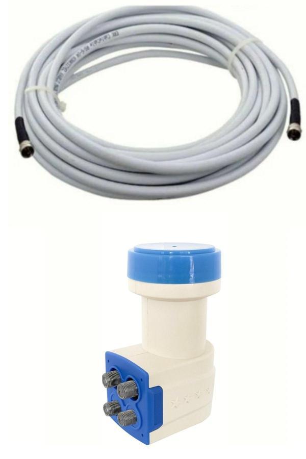 Usin 20 Metre Uydu Kablosu + Dörtlü Çıkış Çanak Uydu 4K Full Hd 3D Lnb (4 Lü Quad Lnb) - Image 1