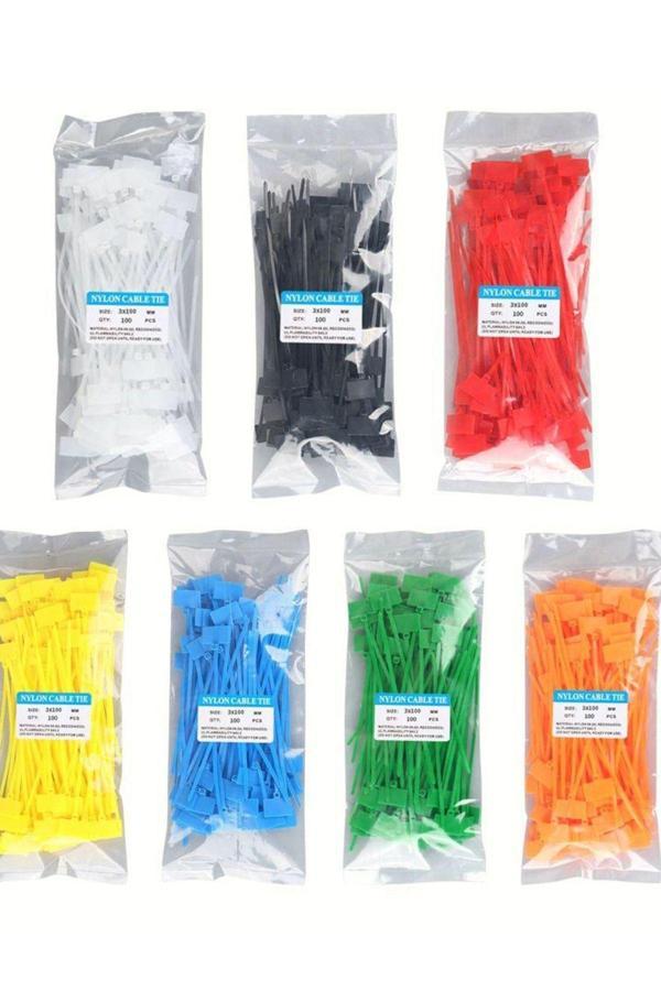Usin 700 Adet 7 Renk Etiketli Elektrik Kablosu Kablo Bağı Klips Plastik Kelepçe Cırt Cırt Kelepçe 100X3Mm - Image 1