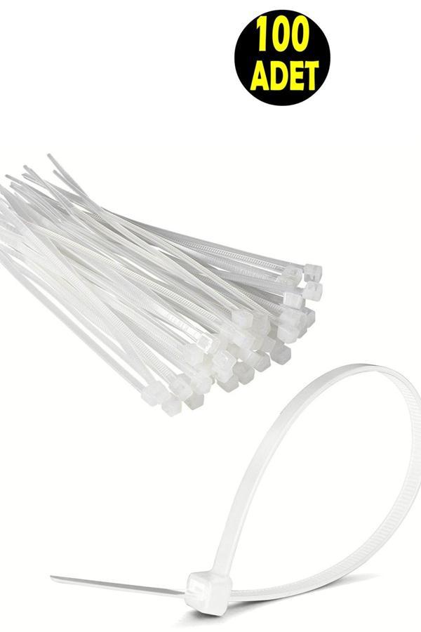 Usin 100 Adet Beyaz Elektrik Kablosu Kablo Bağı Klips Plastik Kelepçe Cırt Cırt Kelepçe  10 Cm-2,5 Mm - Image 1