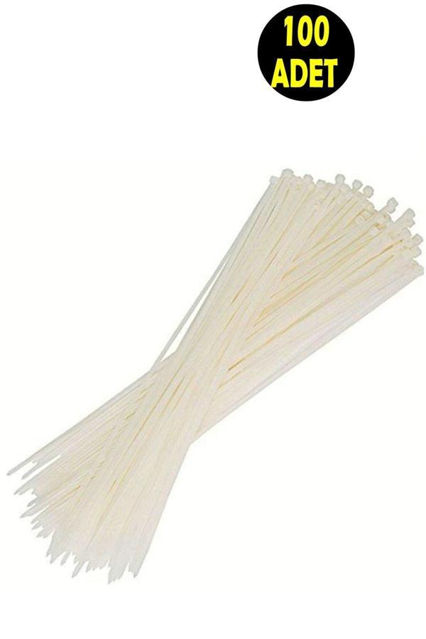 Usin 100 Adet Beyaz Elektrik Kablosu Kablo Bağı Klips Plastik Kelepçe Cırt Cırt Kelepçe  20 Cm-3.6 Mm - Image 1