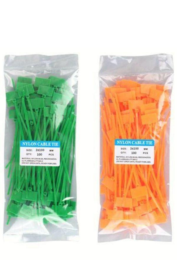 Usin 200 Adet 2 Renk Etiketli Elektrik Kablosu Kablo Bağı Klips Plastik Kelepçe Cırt Cırt Kelepçe 100X3Mm - Image 1