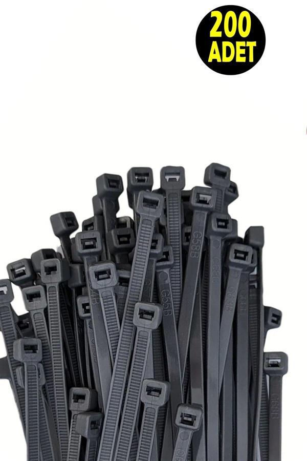 Usin 200 Adet 30 Cm-3.6 Mm Siyah  Elektrik Kablosu Kablo Bağı Klips Plastik Kelepçe Cırt Cırt Kelepçe - Image 1
