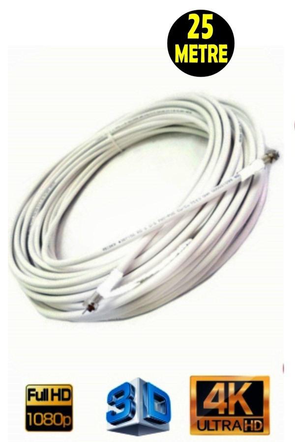 Usin 25 Metre 64 Tel Rg6/U4 Full Hd 3D 4K Anten Tv Çanak Uydu Lnb Kablosu ( F Konnektör Takılı Hazır ) - Image 1